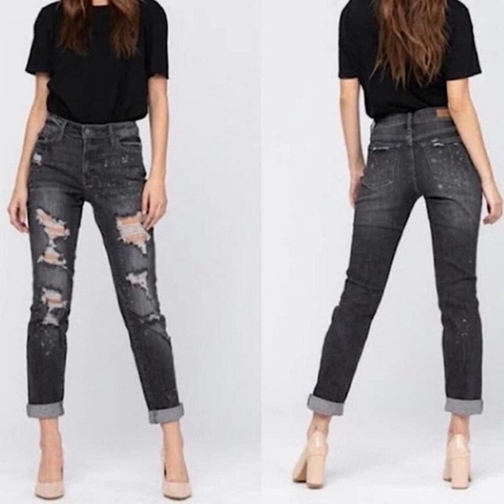 Judy Blue Boyfriend Fit Jeans in Black Size 11/30